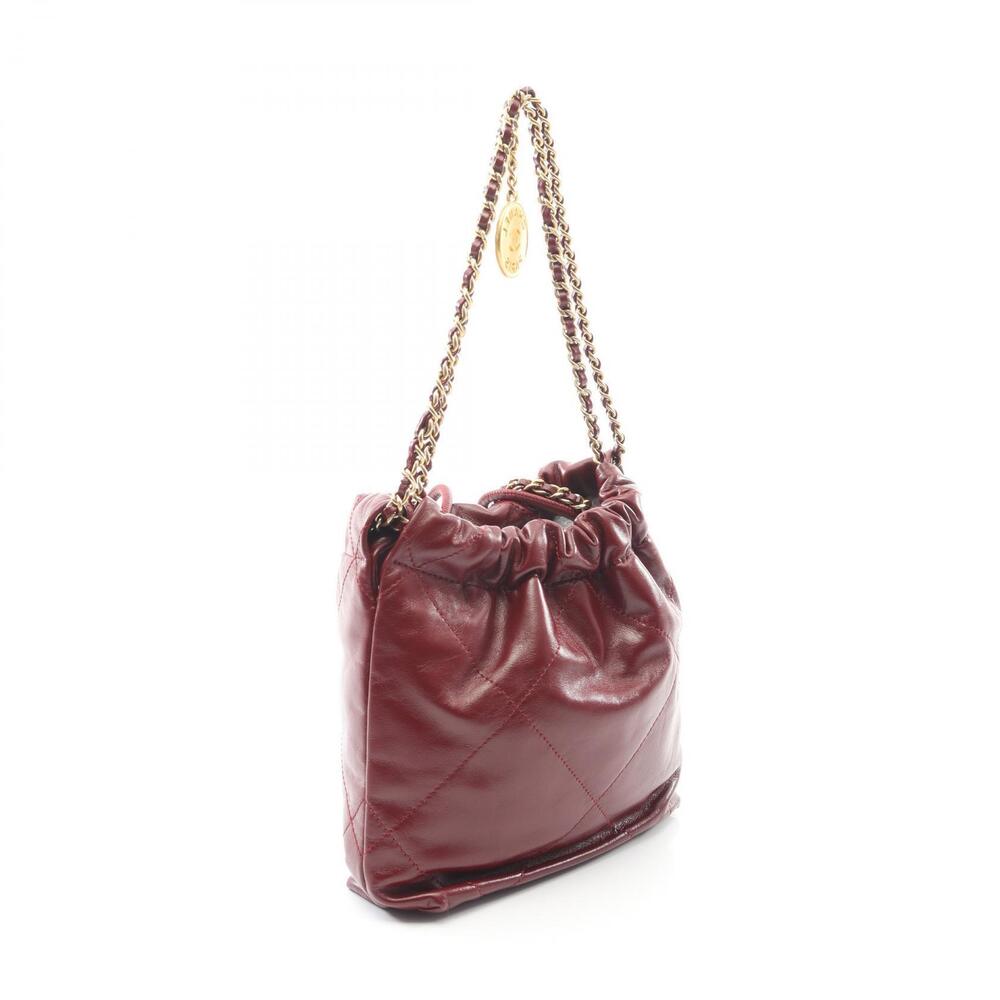 Chanel Leather Purple Bordeaux Shoulder Bag Purple